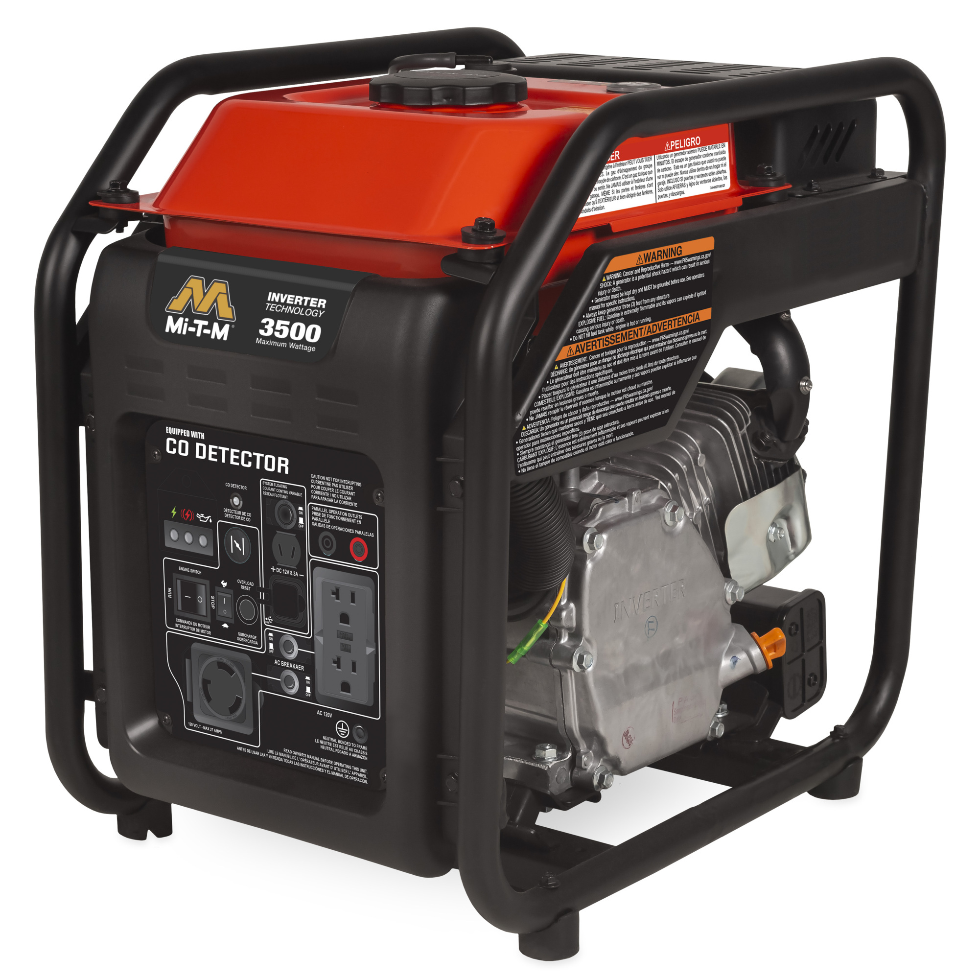 Mi-T-M Inverter Generator — 3500 Watts, Gasoline, Carbon Monoxide Detection, Model# GEN-3500-IMM1